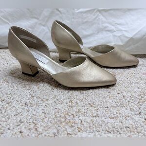 PALACE Metallic Gold D'Orsay Low Heel Pumps